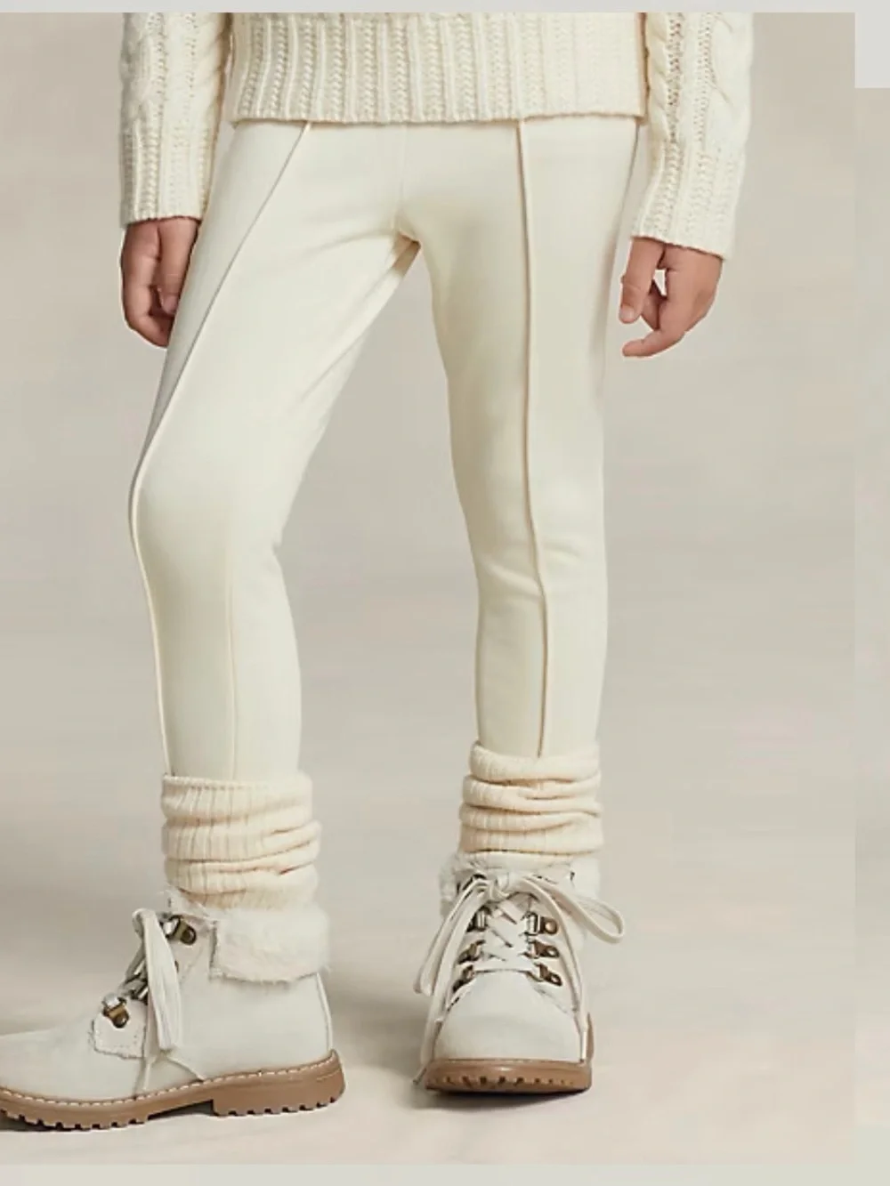 Ralph Lauren Cream Stirrup Leggings for Girls
